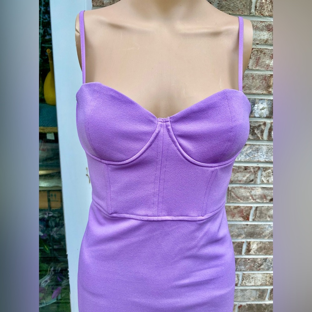 Zara Corset Style Lavender Light Purple Midi Bustier Dress - Picture 10 of 15